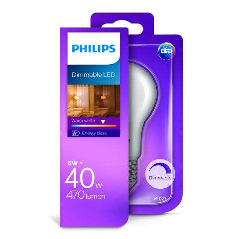 Philips LED 6W/40W E27 WW Stmívatelná
